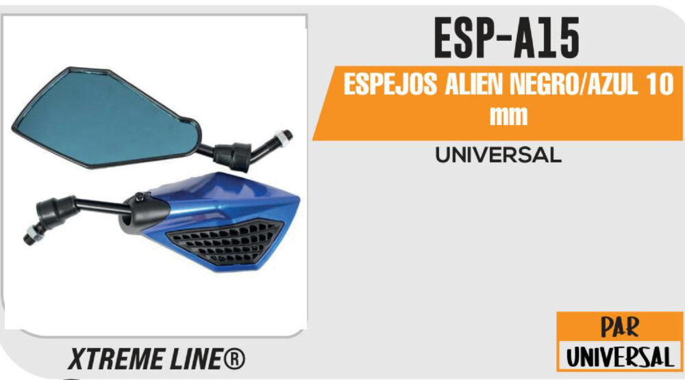 ESPEJOS ALIEN NEGROS/AZUL 10mm