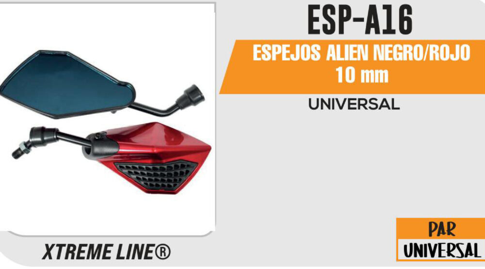 ESPEJOS ALIEN NEGROS/ROJO 10mm