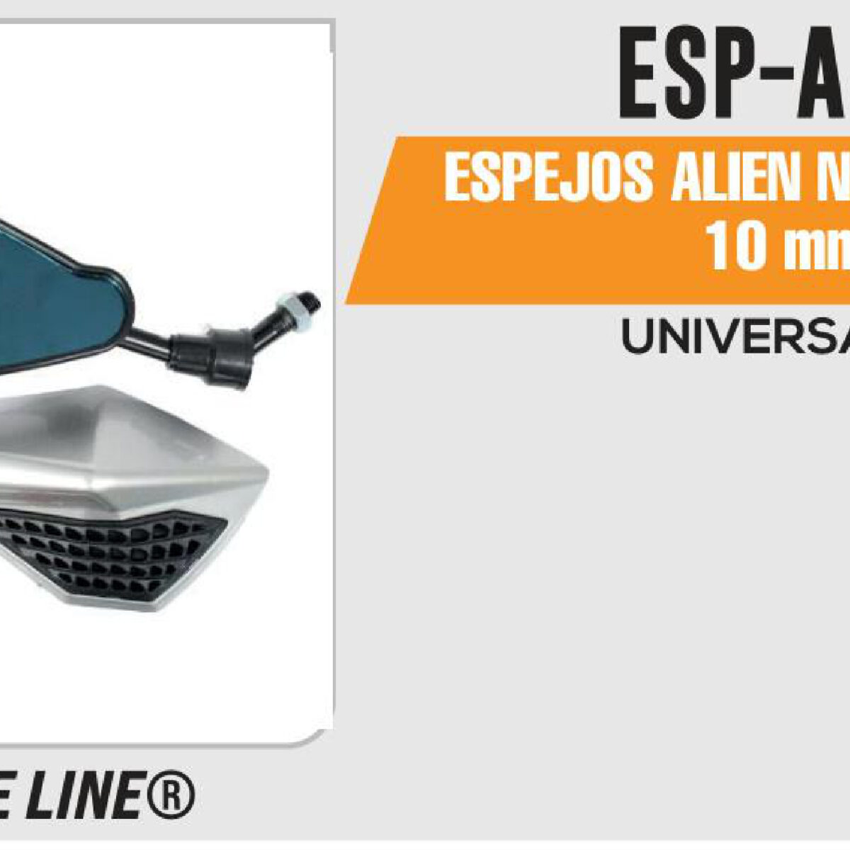 ESPEJOS ALIEN NEGROS/PLATA 10mm