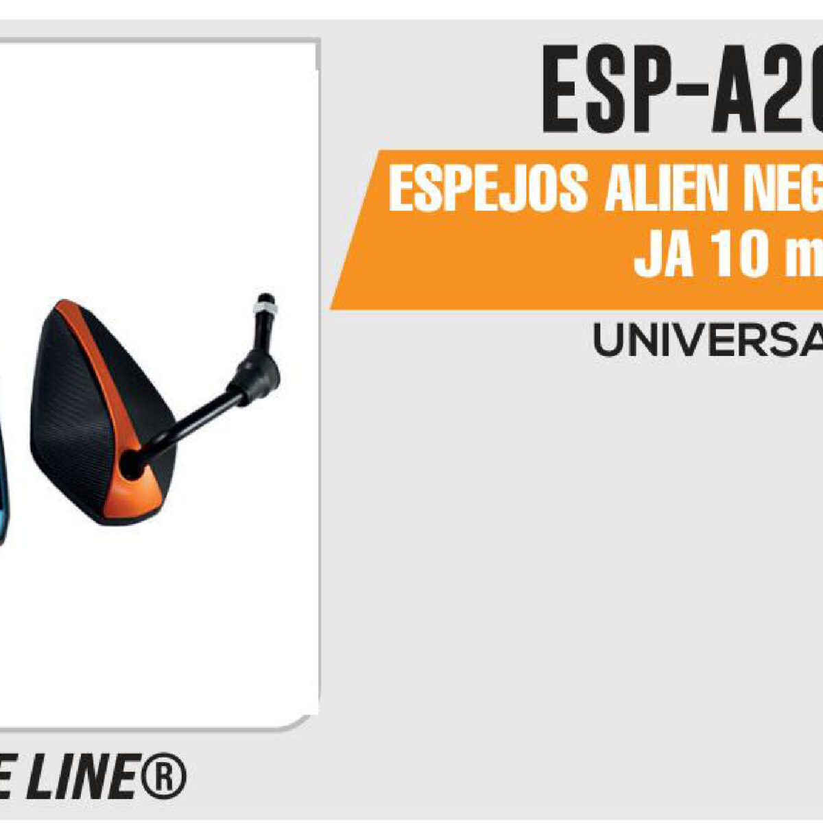 ESPEJOS ALIEN NEGROS / NARANJA 10mm