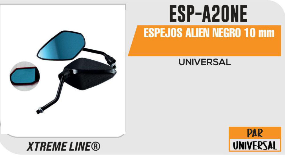 ESPEJOS ALIEN NEGROS 10mm