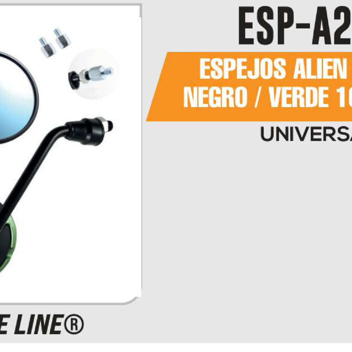 ESPEJOS ALIEN REDONDOS NEGROS / VERDE 10mm - 8mm