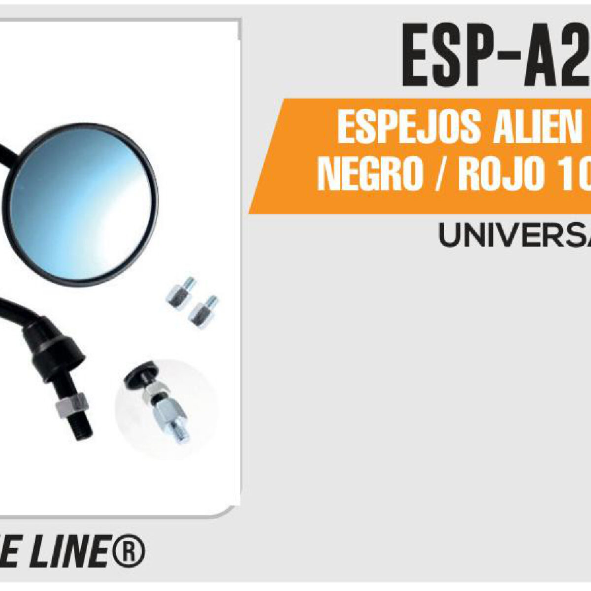 ESPEJOS ALIEN REDONDOS NEGROS / ROJO 10mm - 8mm