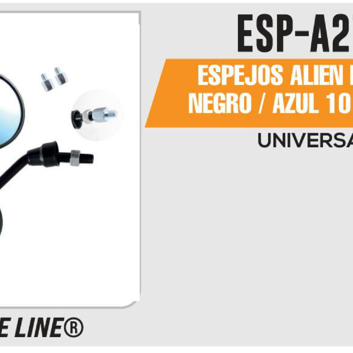 ESPEJOS ALIEN REDONDOS NEGROS / AZUL 10mm - 8mm