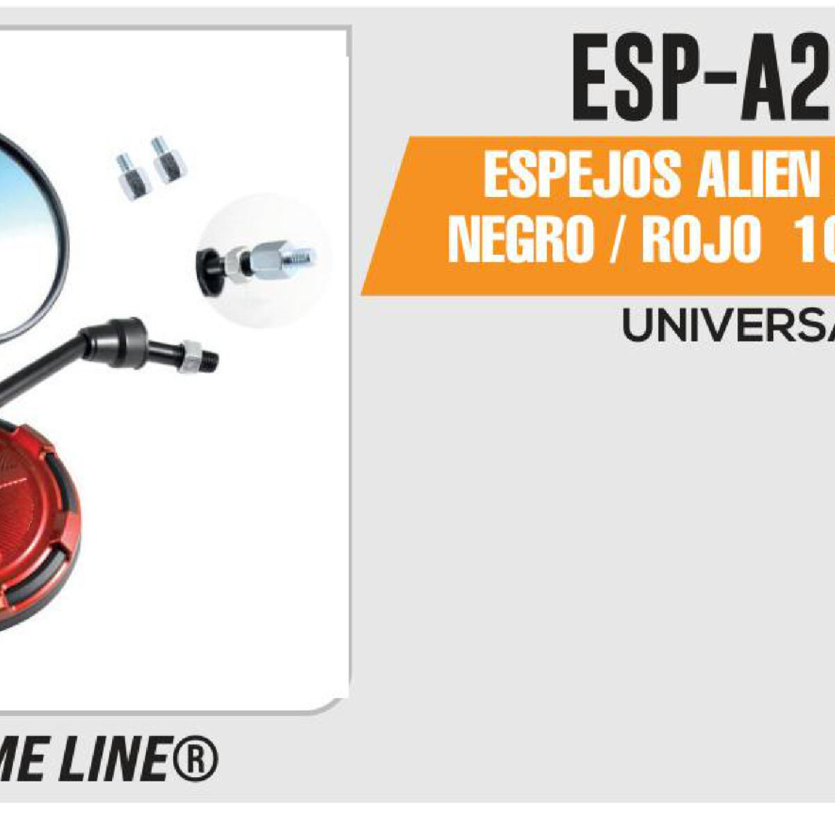 ESPEJOS ALIEN REDONDOS NEGROS / ROJO 10mm - 8mm