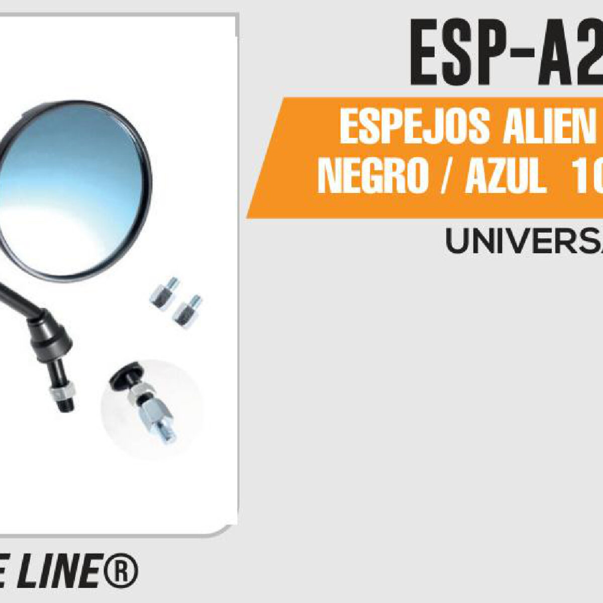 ESPEJOS ALIEN REDONDOS NEGROS / AZUL 10mm - 8mm