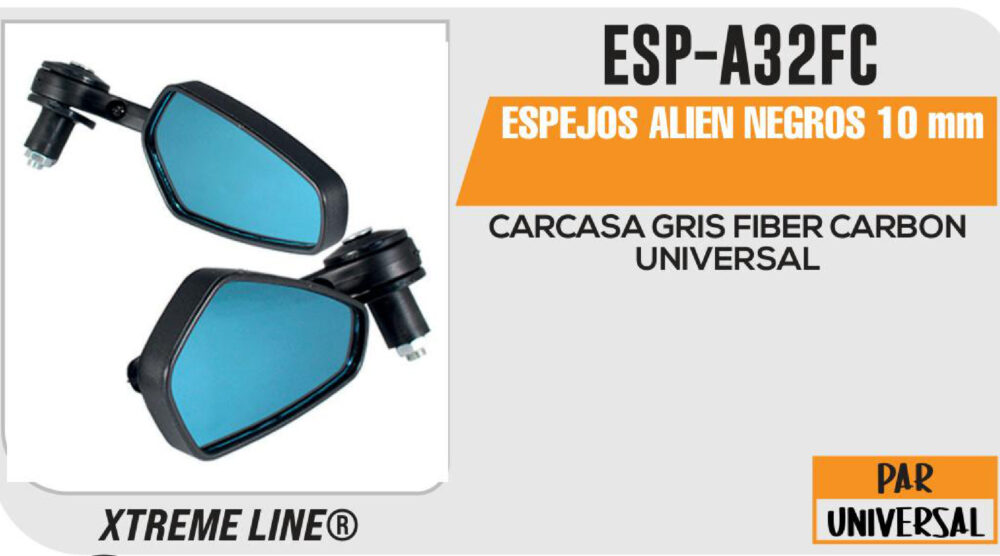 ESPEJOS ALIEN NEGROS 10mm
