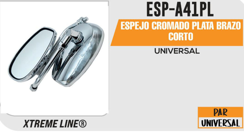 ESPEJO CROMADO PLATA BRAZO CORTO