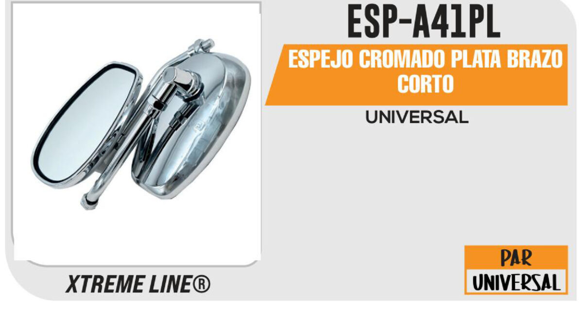 ESPEJO CROMADO PLATA BRAZO CORTO
