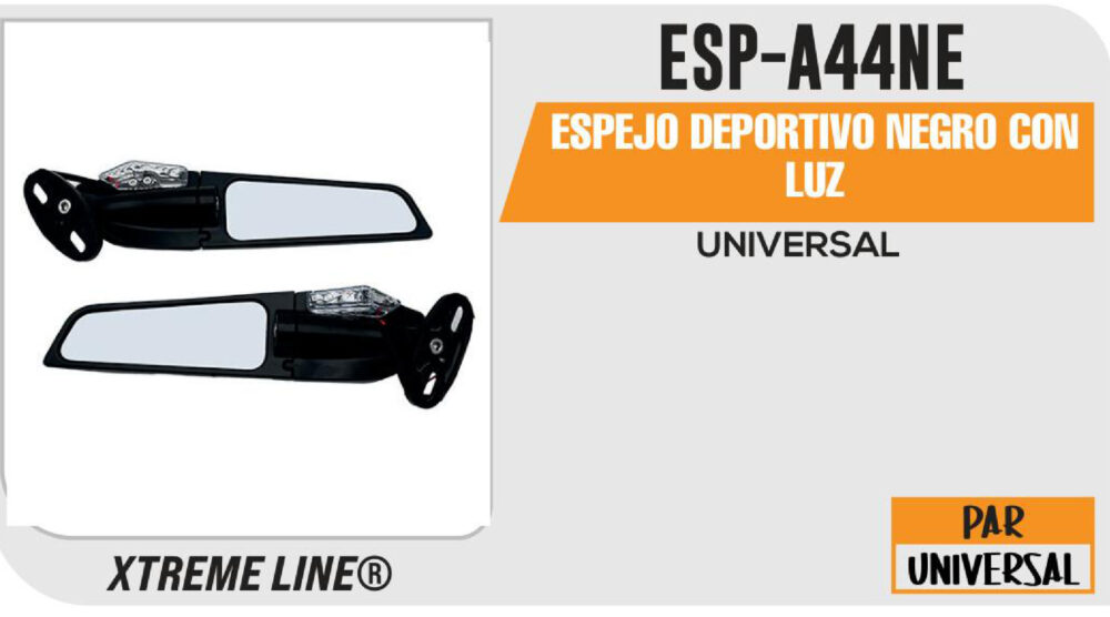 ESPEJO DEPORTIVO NEGRO CON LUZ