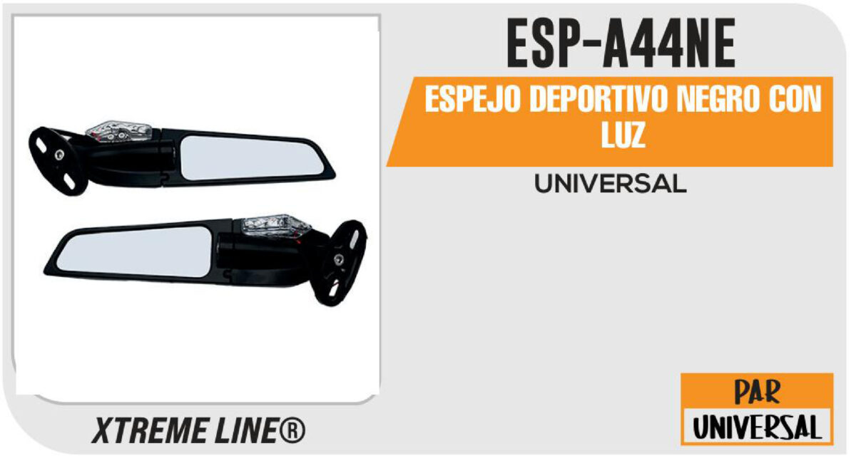 ESPEJO DEPORTIVO NEGRO CON LUZ