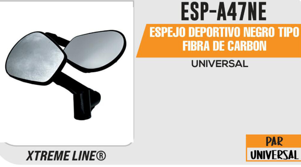 ESPEJO DEPORTIVO NEGRO TIPO FIBRA DE CARBON