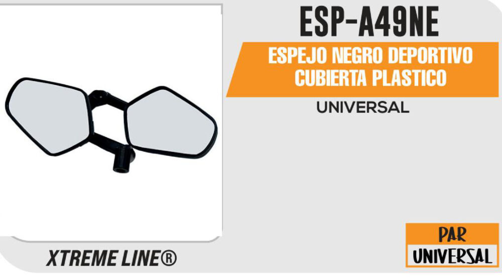 ESPEJO NEGRO DEPORTIVO CUBIERTA PLASTICO