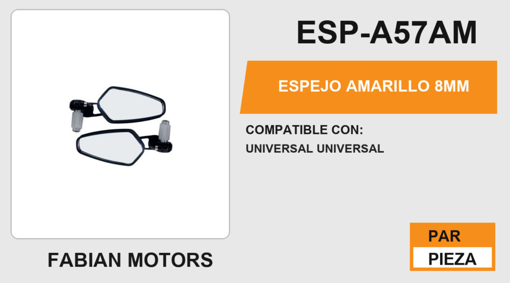 ESPEJO AMARILLO 8MM