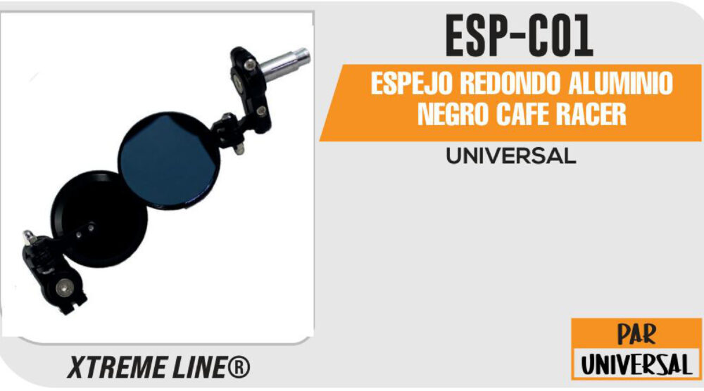 ESPEJOS REDONDOS ALUMINIO NEGROS CAFE RACER