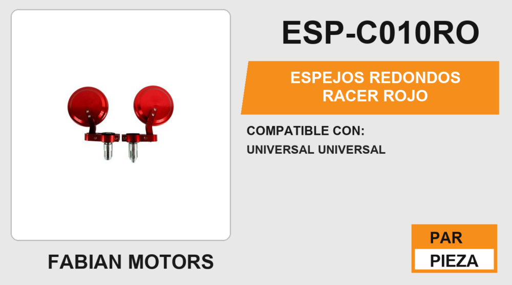 ESPEJOS REDONDOS RACER ROJO