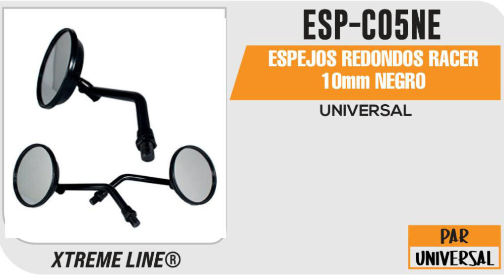 ESPEJOS REDONDOS RACER 10mm NEGRO