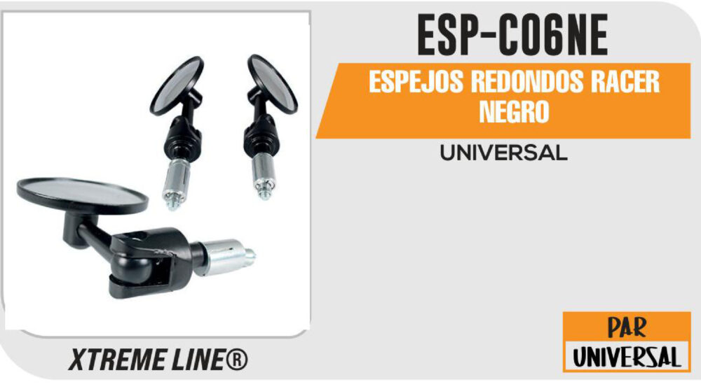 ESPEJOS REDONDOS RACER NEGRO