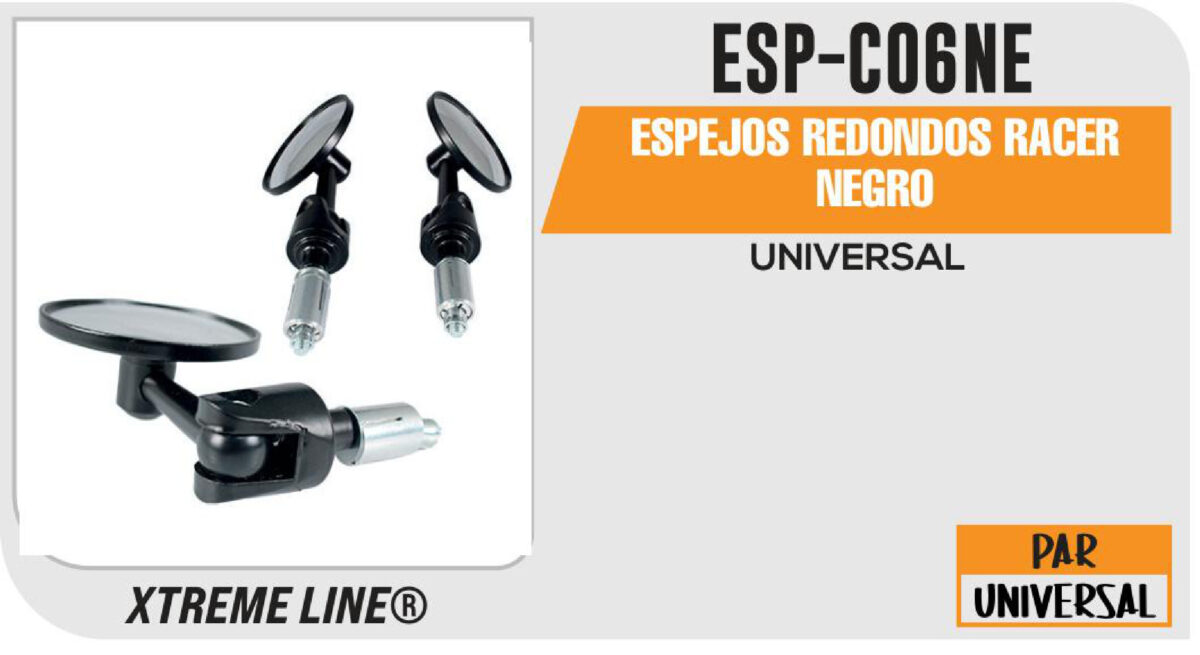 ESPEJOS REDONDOS RACER NEGRO