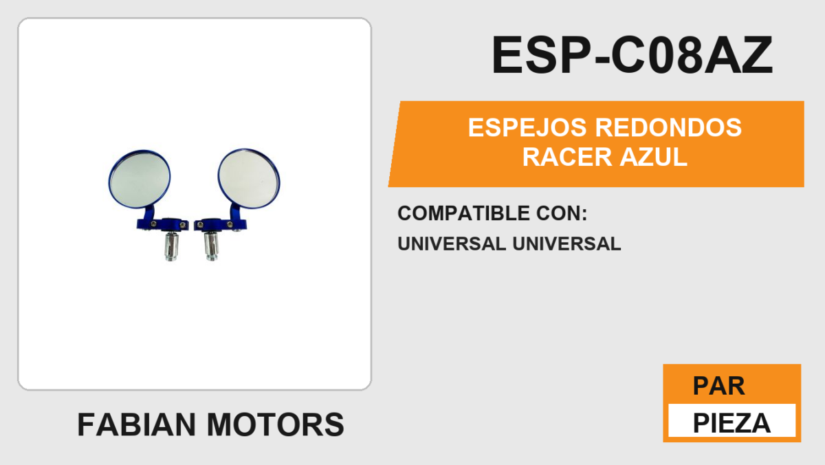 ESPEJOS REDONDOS RACER AZUL