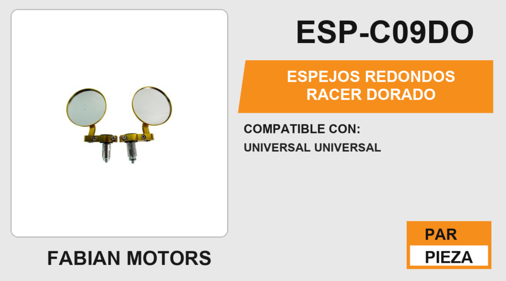 ESPEJOS REDONDOS RACER DORADO