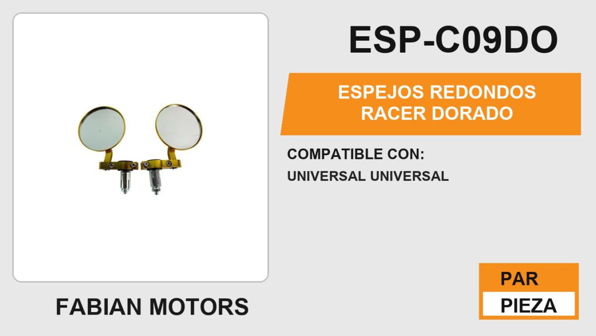 ESPEJOS REDONDOS RACER DORADO