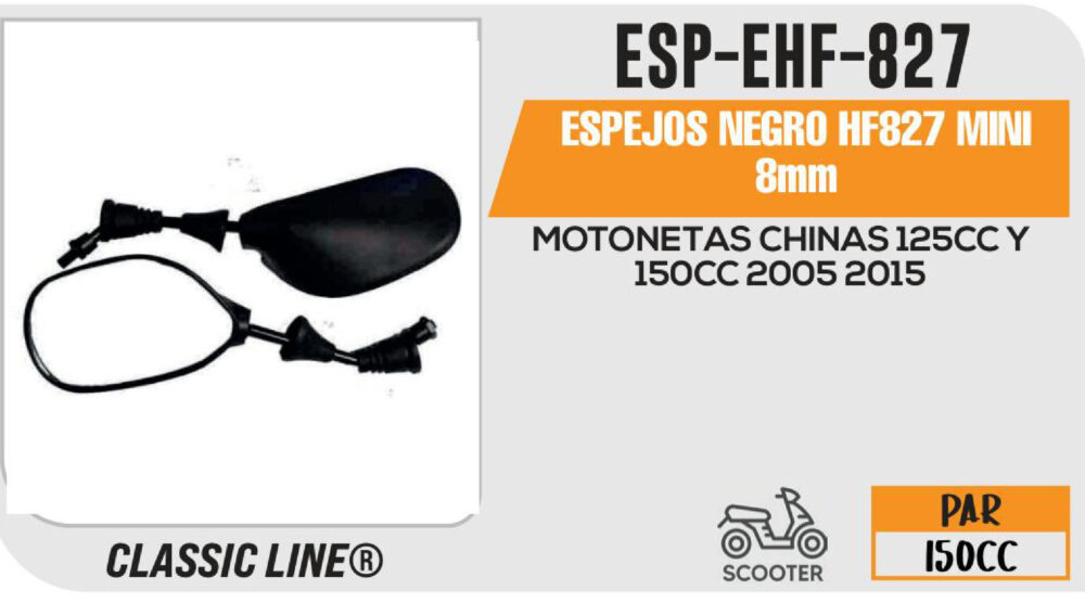 ESPEJOS NEGROS HF827 MINI 8mm