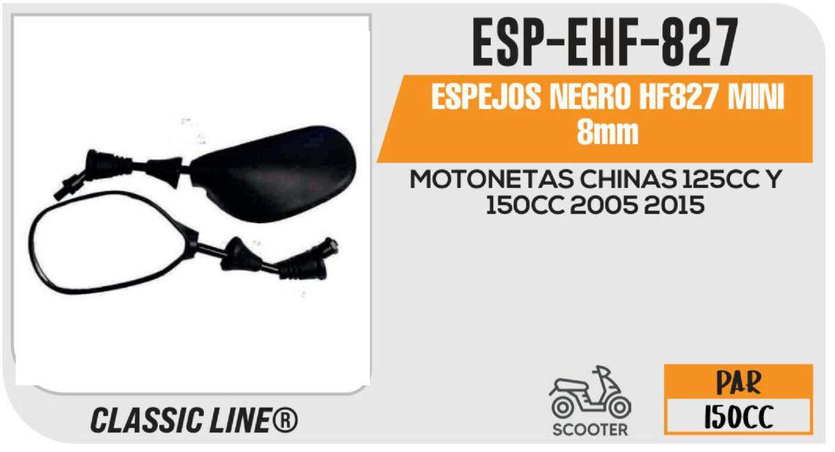 ESPEJOS NEGROS HF827 MINI 8mm