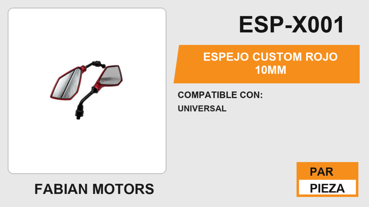 ESPEJO CUSTOM ROJO 10mm