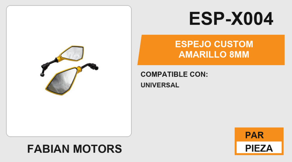ESPEJO CUSTOM AMARILLO 8mm