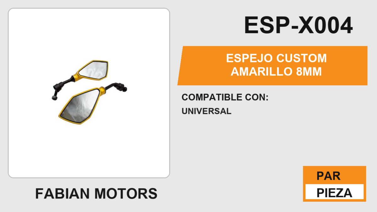 ESPEJO CUSTOM AMARILLO 8mm