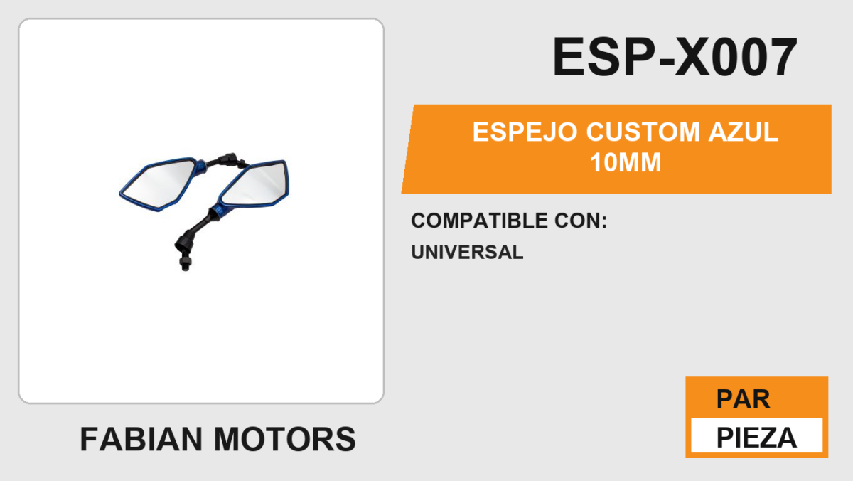 ESPEJO CUSTOM AZUL 10mm