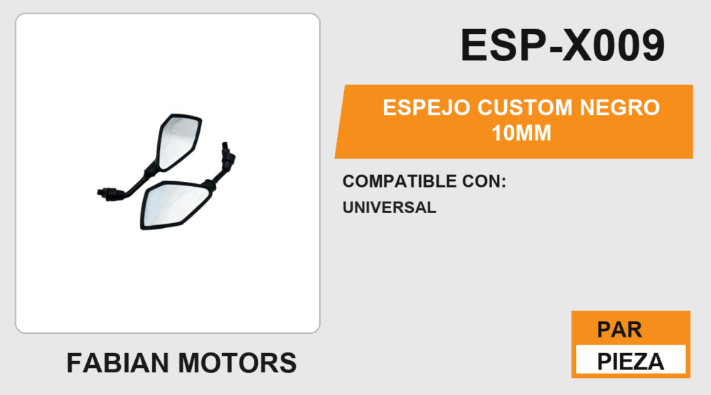 ESPEJO CUSTOM NEGRO 10mm