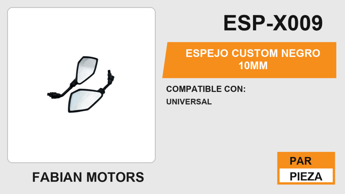 ESPEJO CUSTOM NEGRO 10mm