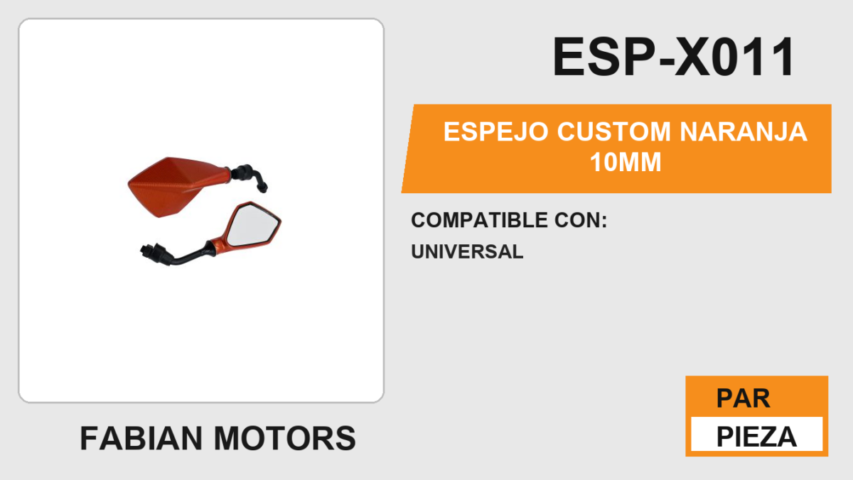 ESPEJO CUSTOM NARANJA 10mm
