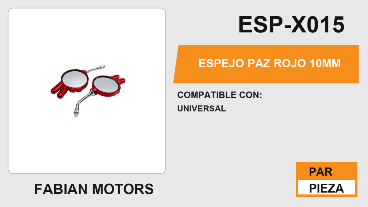ESPEJO PAZ ROJO 10mm