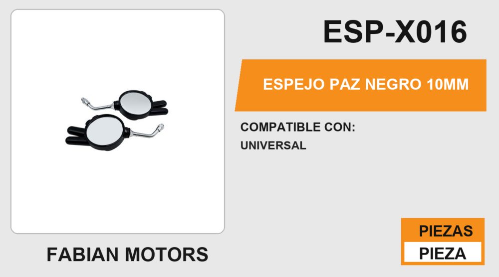 ESPEJO PAZ NEGRO 10mm
