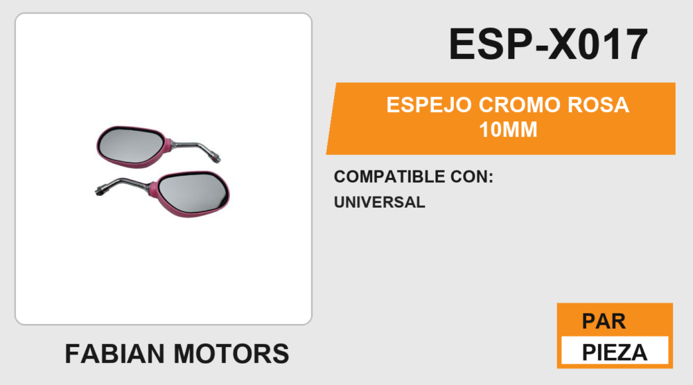 ESPEJO CROMO ROSA 10mm