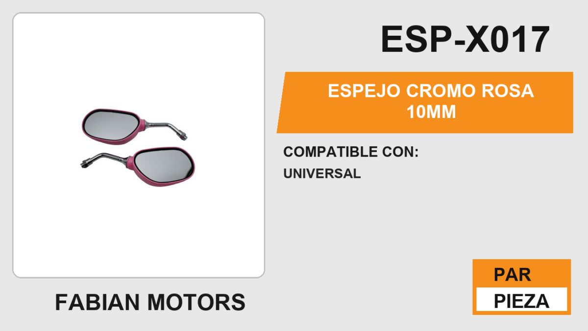 ESPEJO CROMO ROSA 10mm