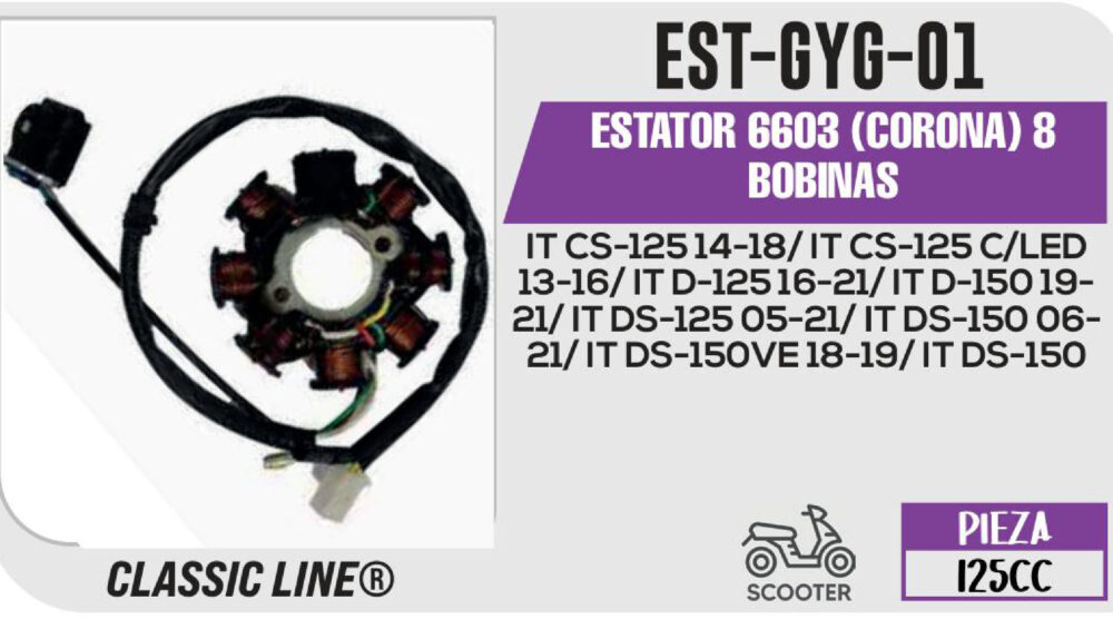 ESTATOR 6603 (CORONA) 8 BOBINAS