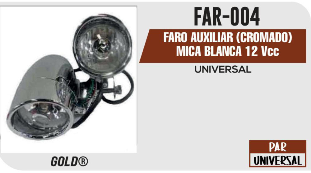 FARO AUXILIAR (CROMADO) MICA BLANCA 12Vcc