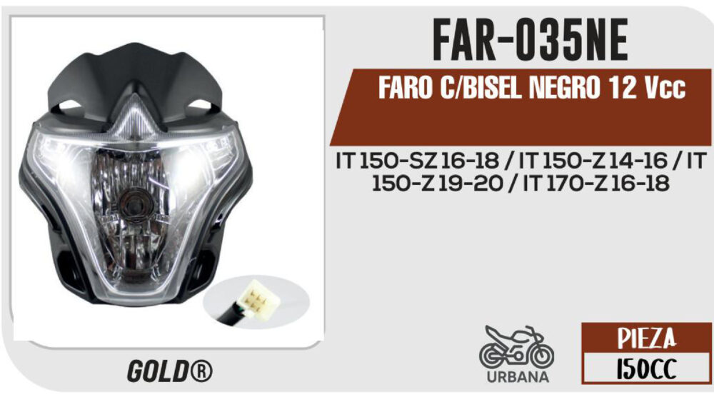FARO C/BISEL NEGRO 12Vcc