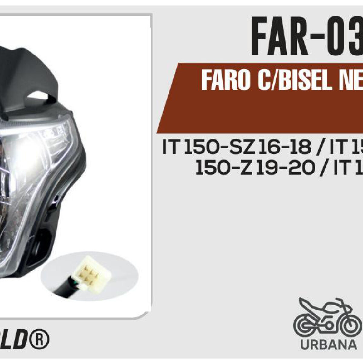 FARO C/BISEL NEGRO 12Vcc