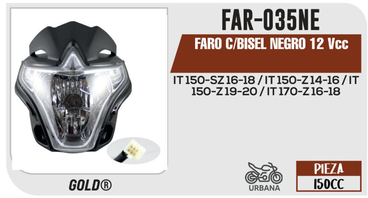 FARO C/BISEL NEGRO 12Vcc