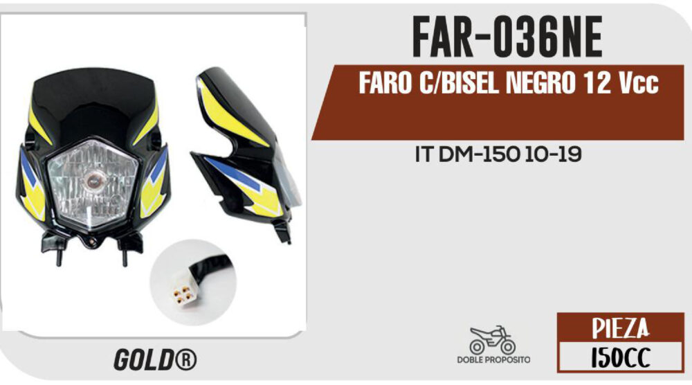 FARO C/BISEL NEGRO 12Vcc