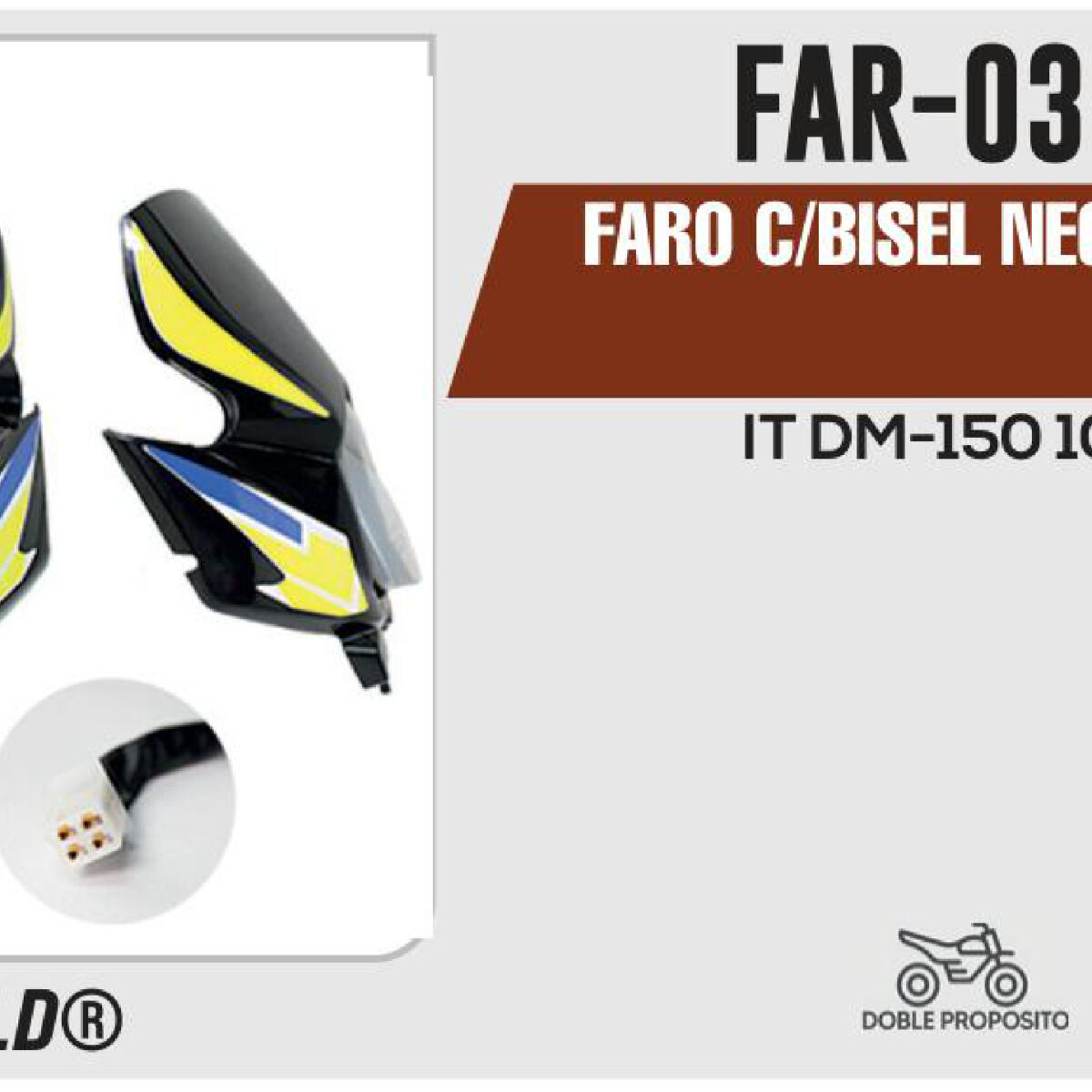 FARO C/BISEL NEGRO 12Vcc