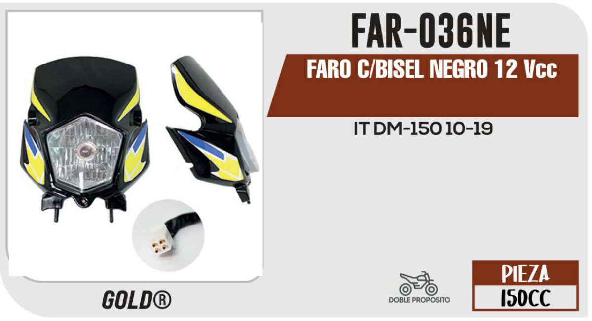 FARO C/BISEL NEGRO 12Vcc