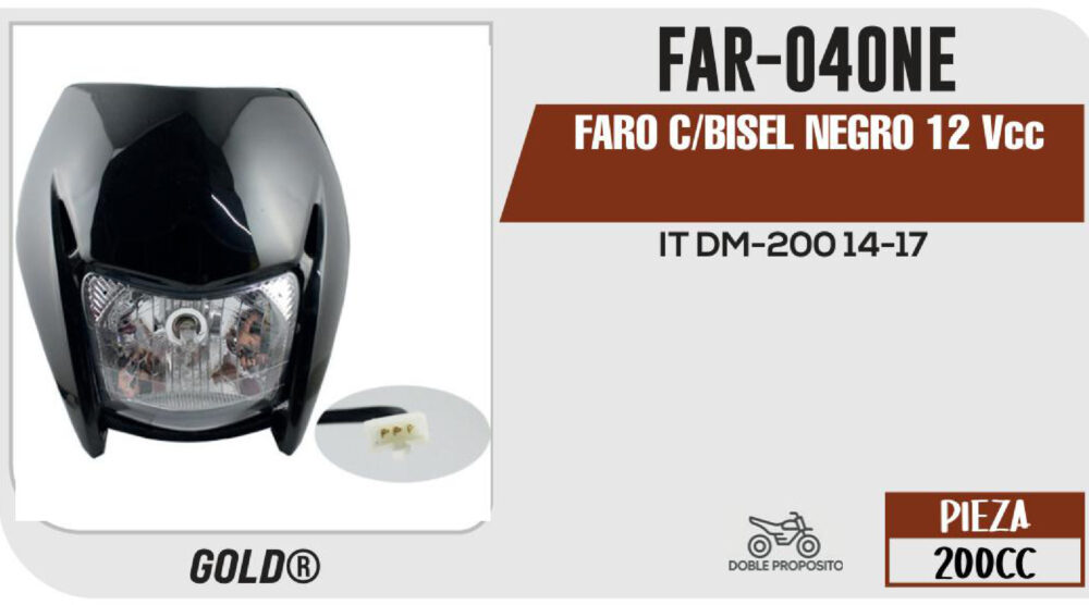 FARO C/BISEL NEGRO 12Vcc