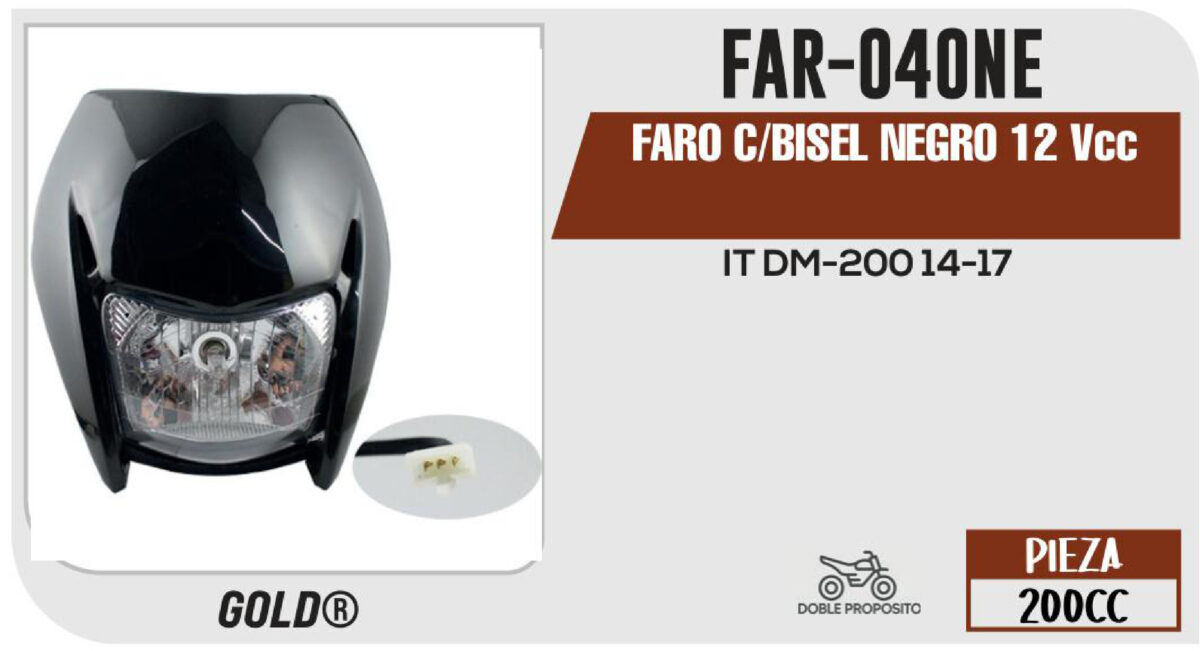 FARO C/BISEL NEGRO 12Vcc