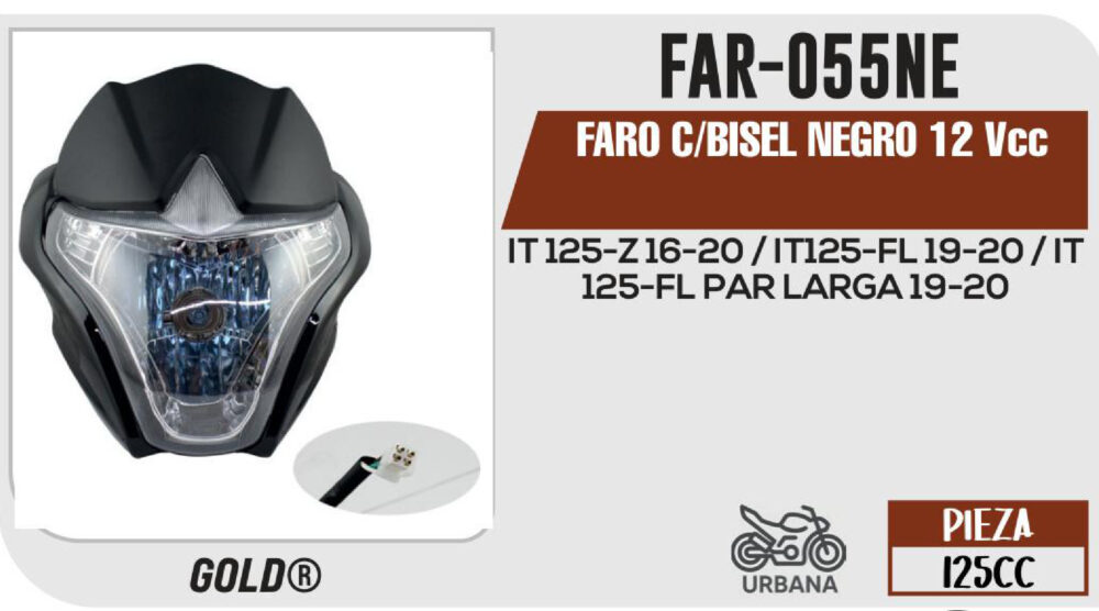 FARO C/BISEL NEGRO 12Vcc